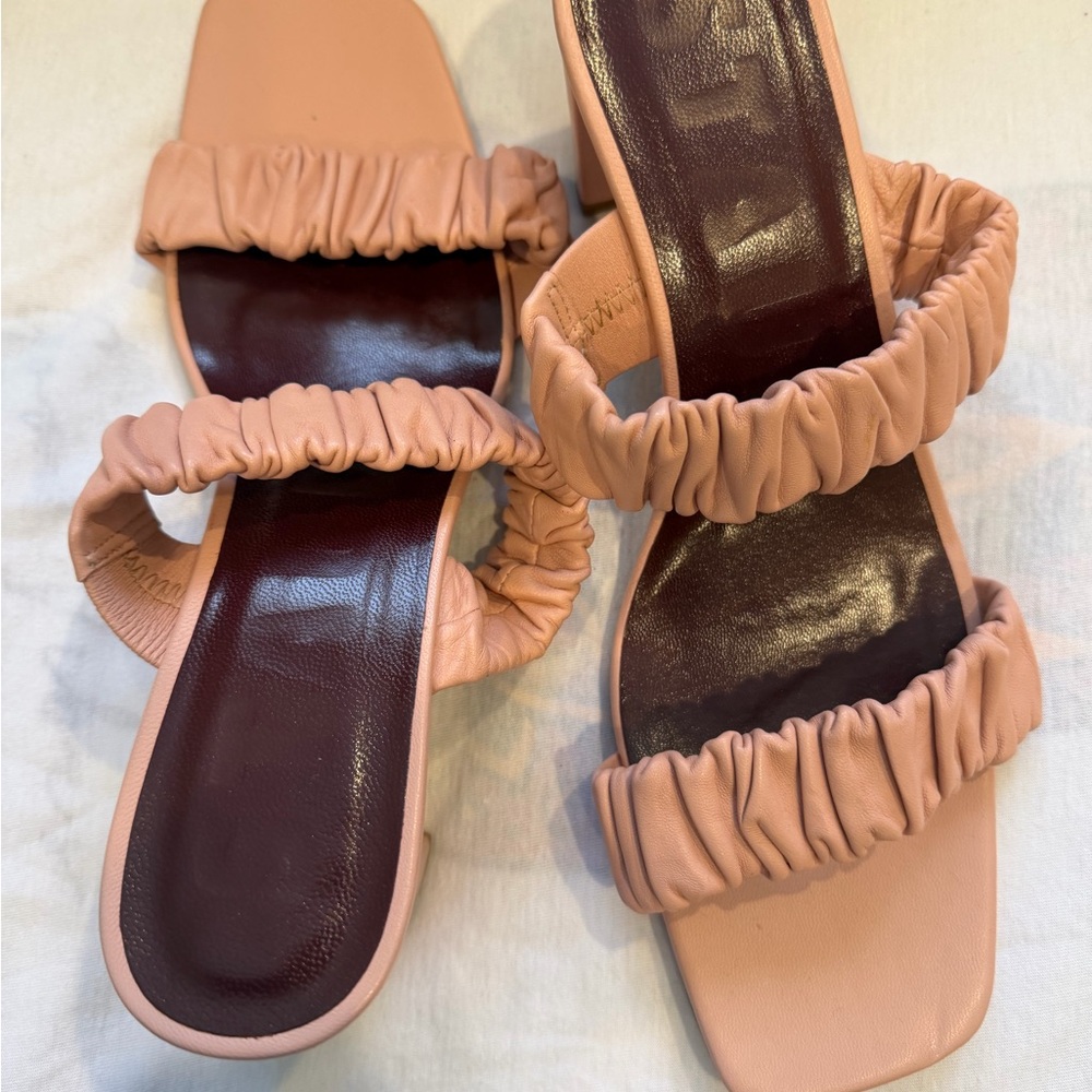 Stand Studio Blush and Burgundy Heeled Sandals